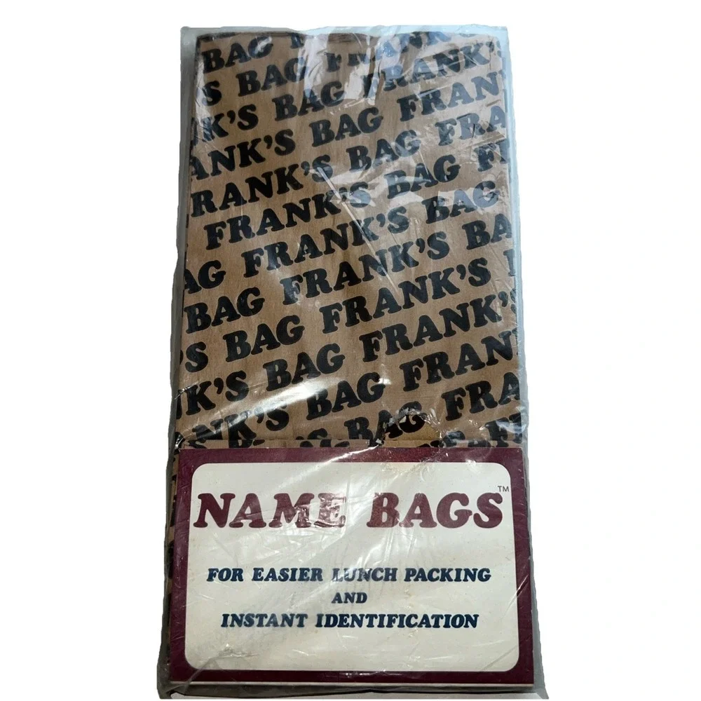 Vintage 15 Count Brown Paper Lunch Bags‎ Personalized Franks Bag Sack 70s 1977